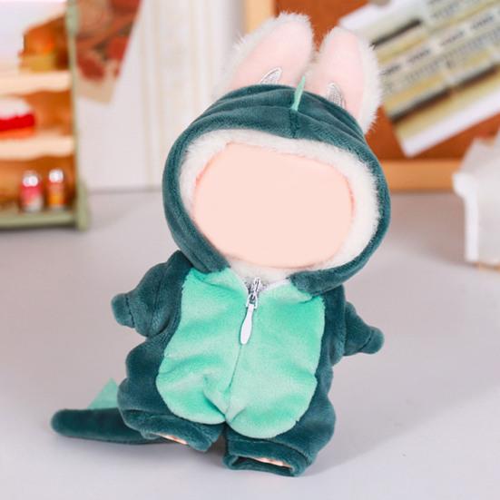 17cm Dolls Clothes Dinosaur Hooded Jumpsuit Multi-Color Plush Home Wear Set Cartoon Doll Outfit for Creative Play And Social Sharing