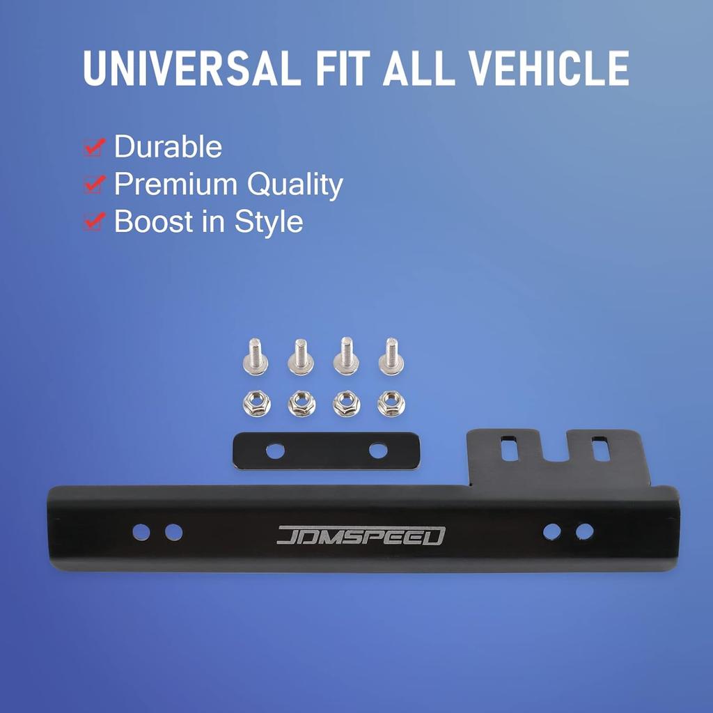 JDMSPEED Black Front Bumper License Plate Mount Bracket Relocator Holder Bar