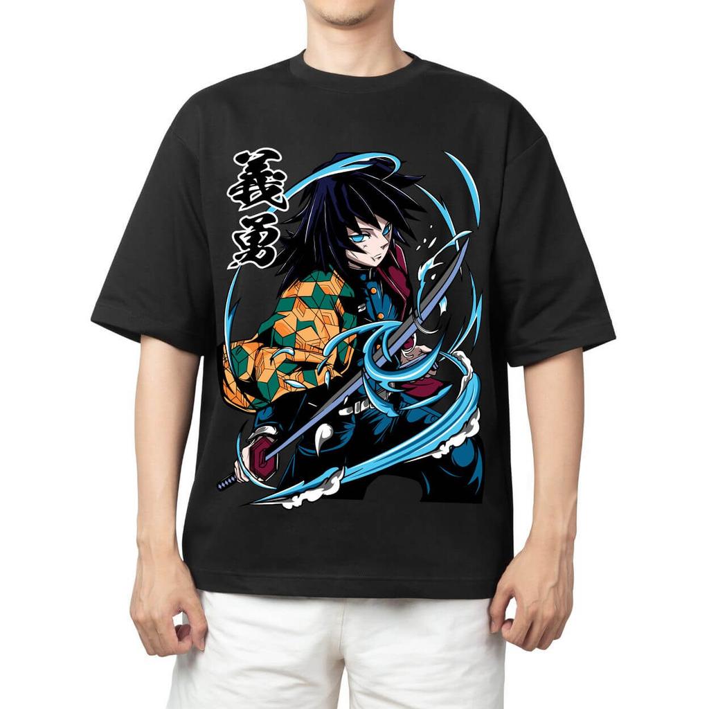 Demon Slayer Giyuu Tomioka Water Breathing Anime Print T Shirt Men 2026 Summer Casual Streetwear Oversized Cotton Tees Japanese