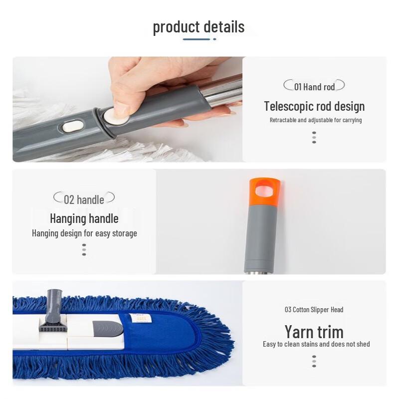 Household 360° Rotating Flat Mop with Absorbent Cloth