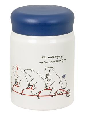 POLAR BEARS FAM Food Stainless Steel Food Pot with Heat and Cold Navy Pot, 320ml, Lightweight, Double-Walled Vacuum-Walled Insulation, (RBA-PB32NV)