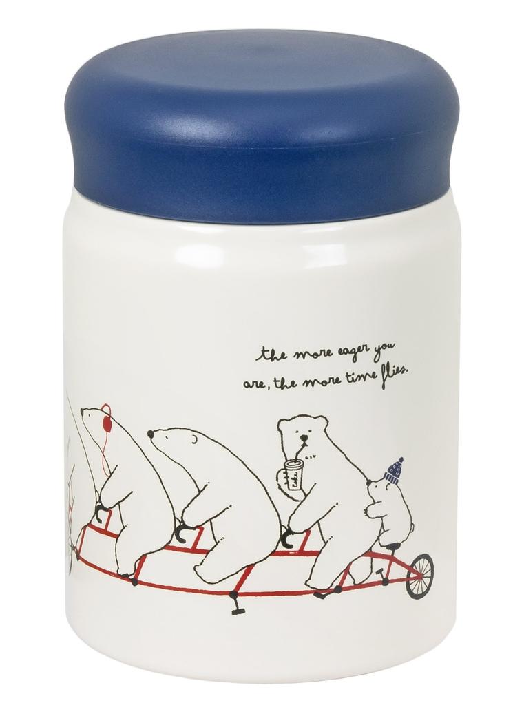 POLAR BEARS FAM Food Stainless Steel Food Pot with Heat and Cold Navy Pot, 320ml, Lightweight, Double-Walled Vacuum-Walled Insulation, (RBA-PB32NV)