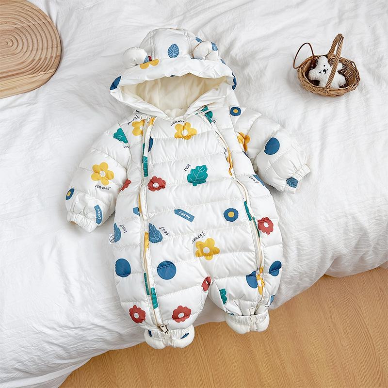Tuta Intera in Cotone Unisex per Neonati con Fodera in Pile, Abbigliamento da Esterno con Piedi per Bambini e Bambine.