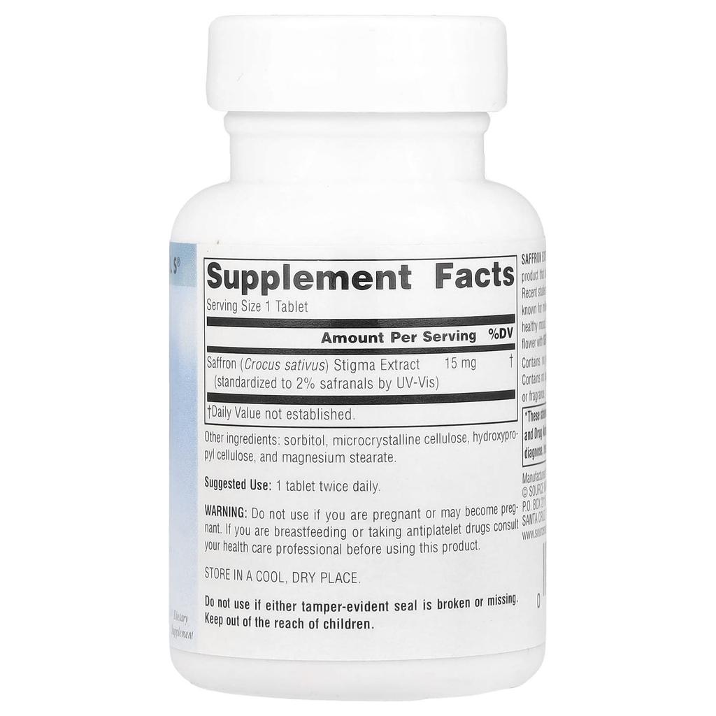 Ekstrakt z szafranu, 15 mg, 30 tabletek