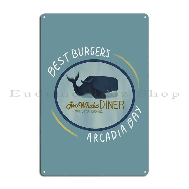 Two Whales Diner Tee Lighter Metal Plaque Wall Cave Designing Living Room Funny Custom Tin Sign Poster 20x30cm(7.8x11.8inch)