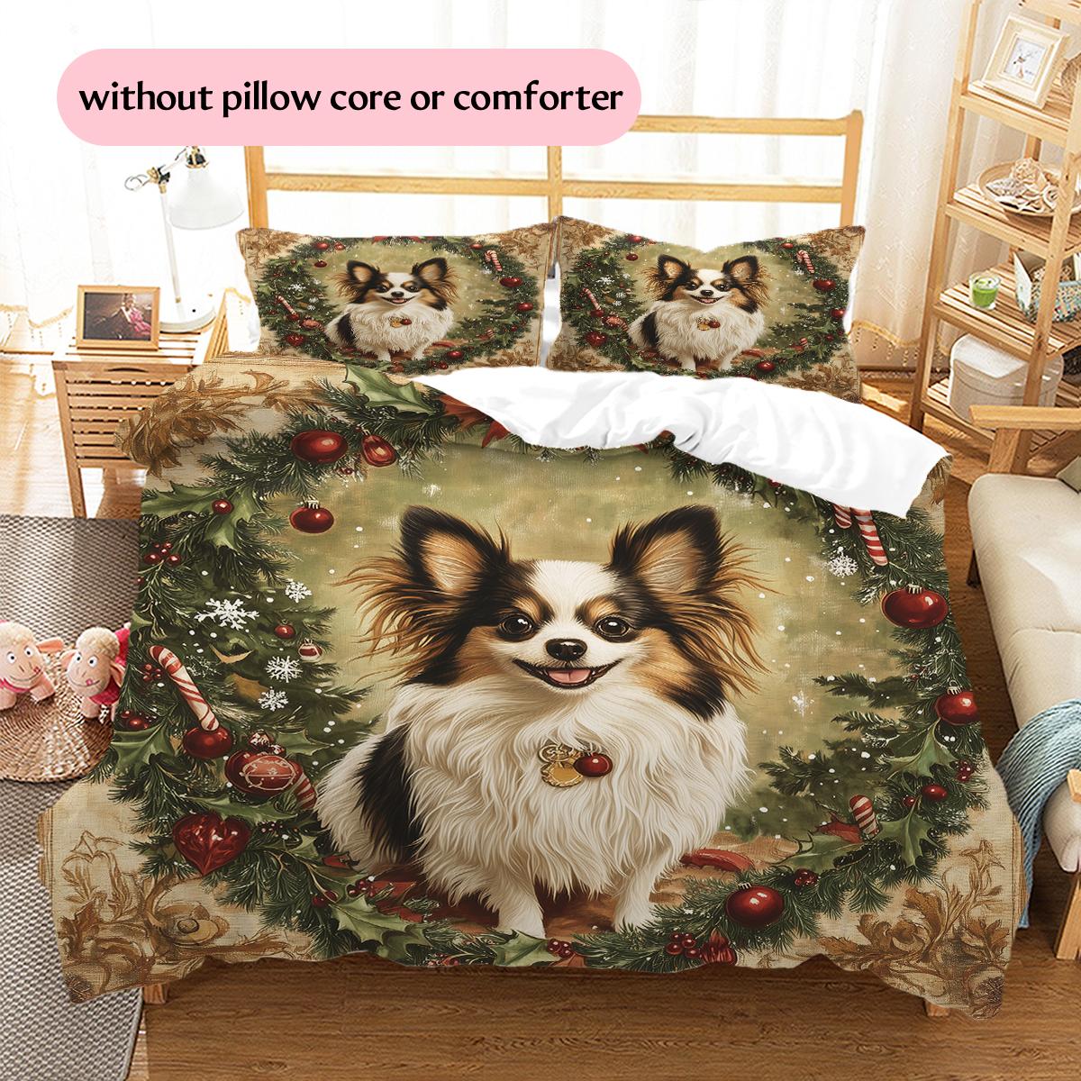 

Christmas Papillon Pattern Bedding Home Decoration Birthday Gift (1 * duvet cover + 2 * pillowcase, without core) 135x200cm