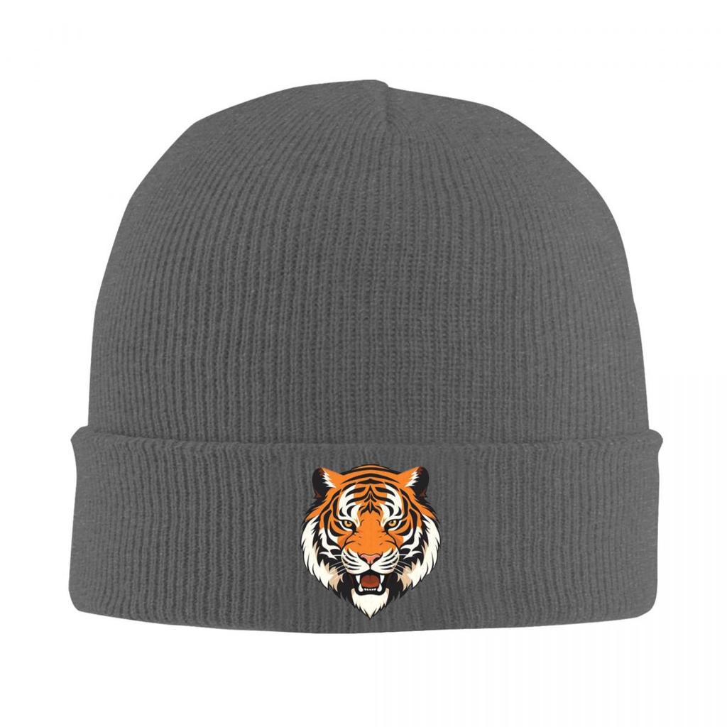 Tiger Head Pattern Warm Knitted Cap Hip Hop Bonnet Hat Autumn Winter Outdoor Beanies Hats for Unisex Women Adult