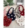 New Embroidered Flower Sweet Girly Underarm Bag Tote Bag Autumn and Winter Furry Shoulder Bag