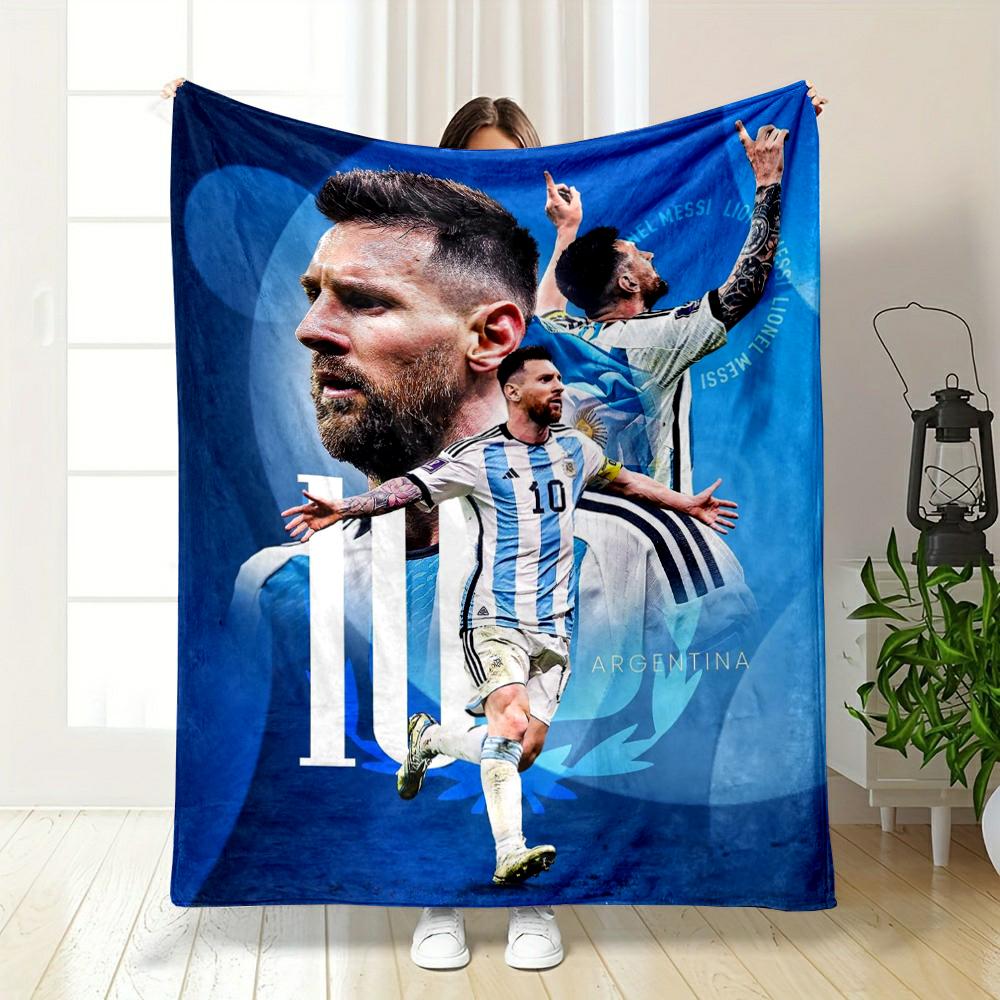 Argentina Soccer Star Themed Blanket, Flannel blanket for bedroom, living room, sofa, and nap sofas.