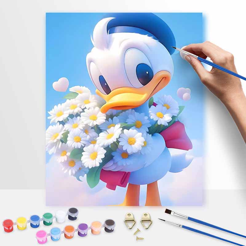 Disney Donald Duck Flowers Paint By Number Kit Number Drawing Canvas DIY Picture Home Decor Painting Wall Art Gift For Room Decor