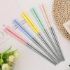 Reusable Chopsticks with Wheat Straw Handle Portable Travel Utensils for Sushi Noodles and Easy Cleaning Non-Slip Metal Design