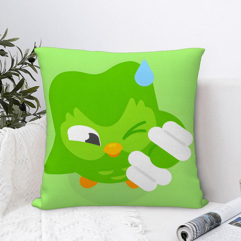 

D-Duolingo Owl D-Duo Pillow Case Sofa Decorative Home Double-sided Print Plush Square Throw Pillow Covers Cushion Decor Cover 16x16Inch