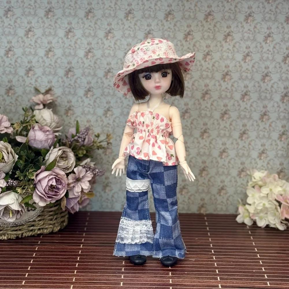 Dressing Doll With Clothes 30Cm Bjd Doll Dress Up 3D Eyes Removable Joints Doll Colorful 16 Bjd 16 Bjd Dolls Girls Gifts