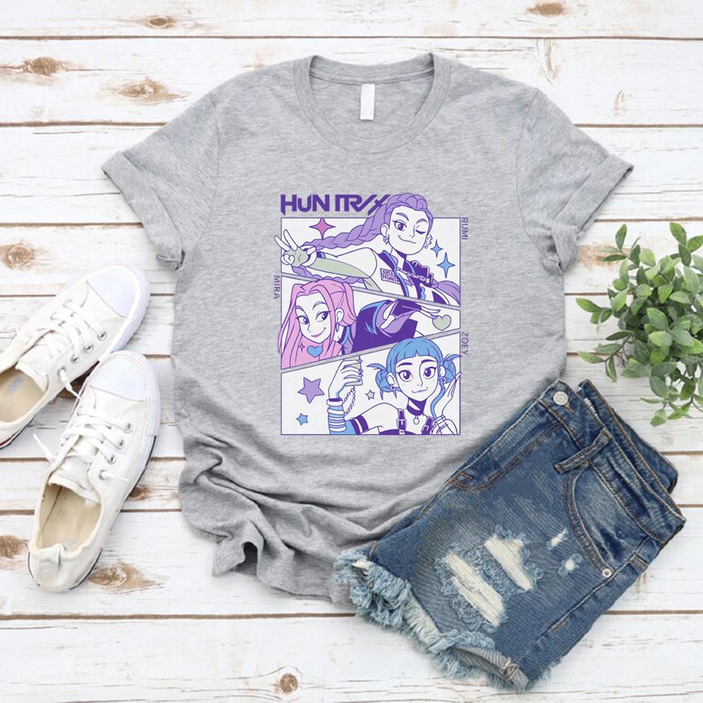 Kpop Lovci démonů Tričko Dárek pro milovníka korejského popu Kpop Huntrix Tričko Ležérní s krátkým rukávem Dámská trička Streetwear Dámské topy