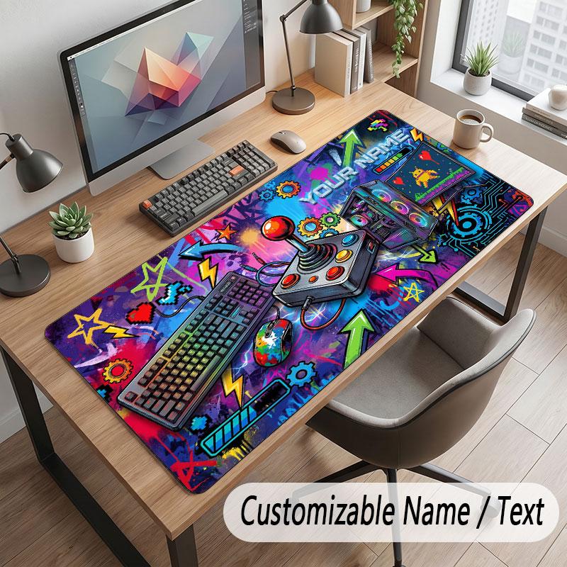 Neon Colorful Theme Customized Mouse Pad Personalized Print Name Text Desk Mat For Home Office Table Decor