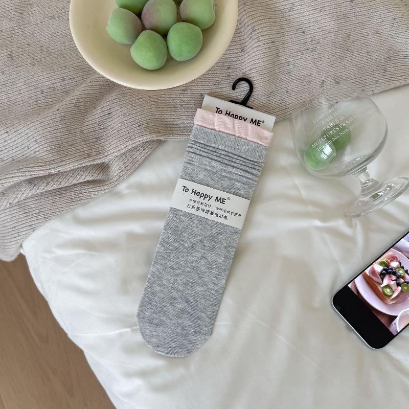 Sock - Summer Lightweight Multi-color Embroidered Flannel Mid-Calf Socks Trendy Stackable Socks Without Bones
