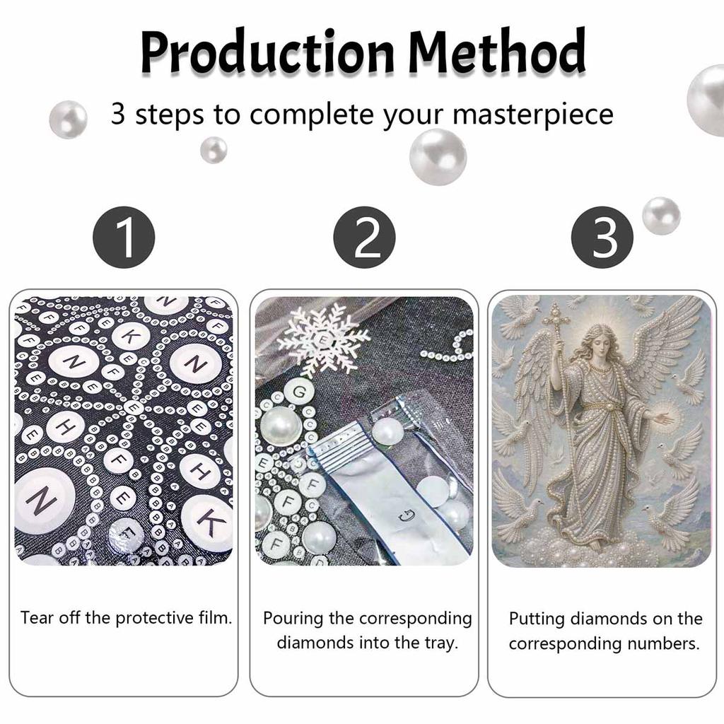 DIY Pearl and Diamond Painting Kit for Adult Beginners Angel and Doves Home Wall Decoration and Handmade Gifts