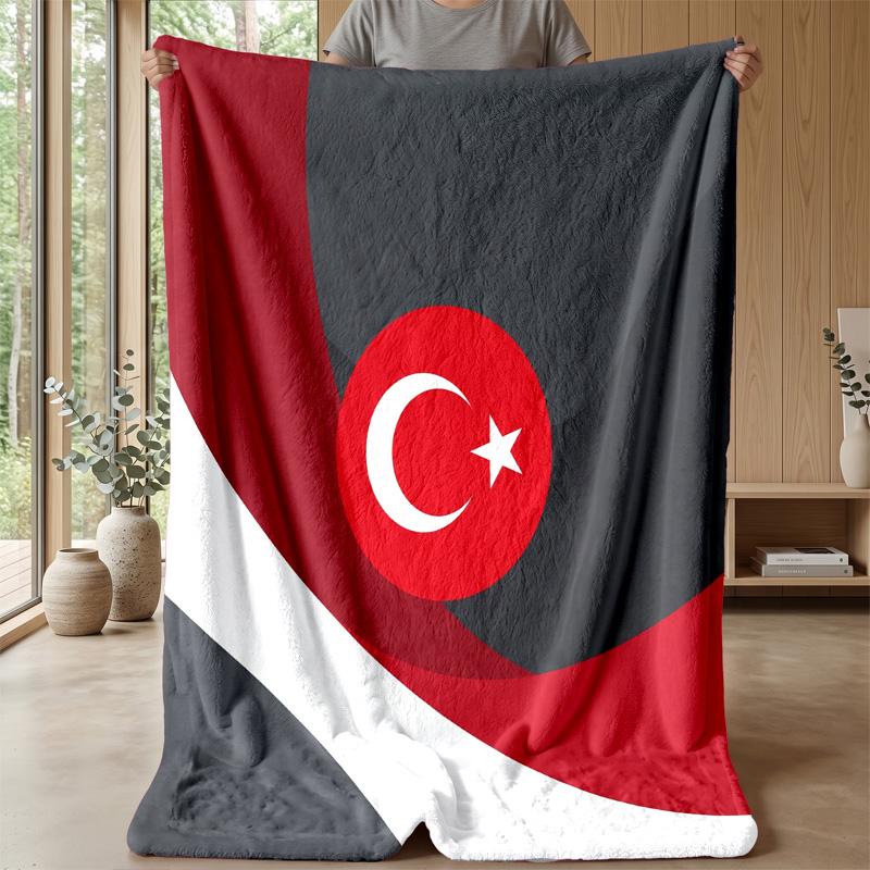 Turkey Football Printed Flannel Blanket Skin Friendly Warm Decorative Throw for Indoor Couch Bed Daily Use