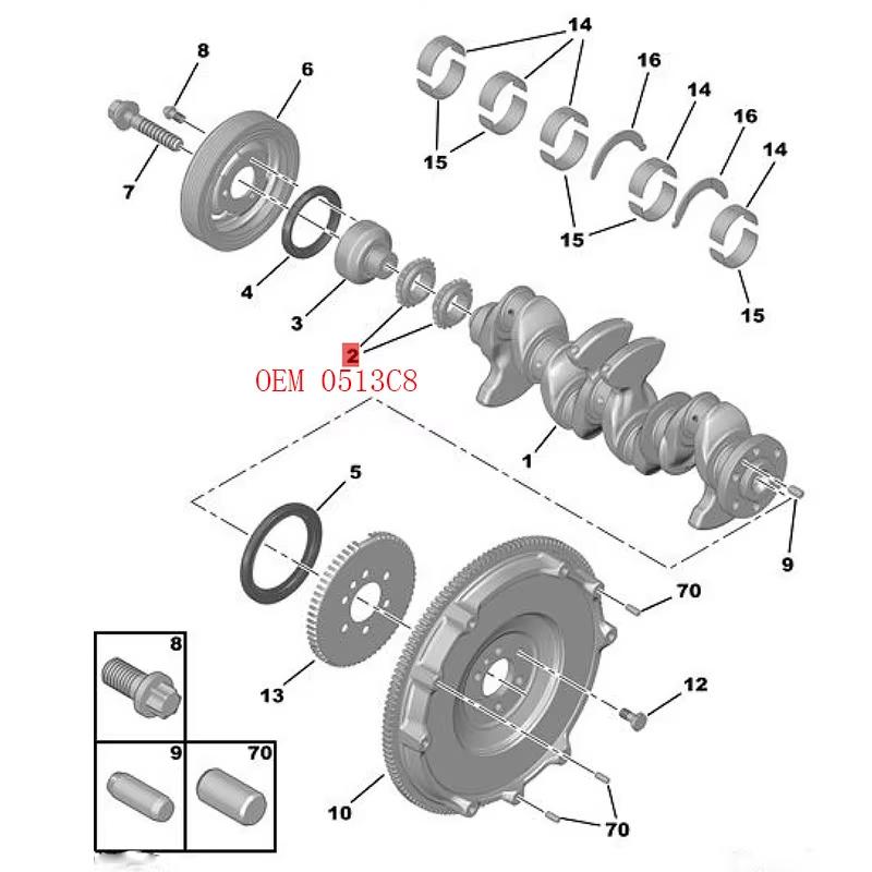 0513C8 For Peugeot 3008 308CC 207CC 308SW Citroen C4L DS5 DS6 MINI 1.6T Genuine Crankshaft Timing Gear Engine Timing Pinion
