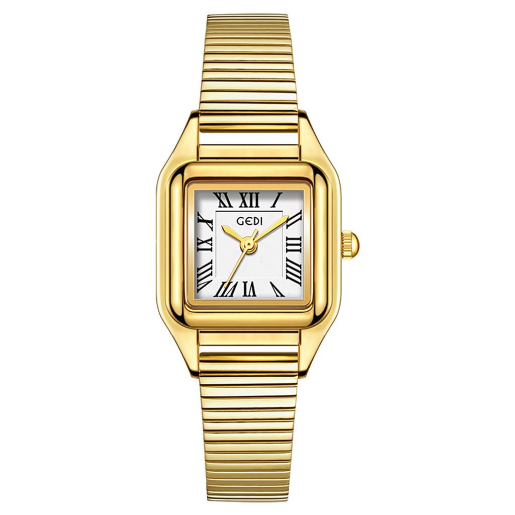 

Vintage Ladies Quartz Watch With Stainless Steel Band Waterproof For Elegant Women Gold White