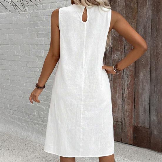 Women's Summer Dress Casual Sleeveless Crew Neck Midi Dress Holiday Travel Shift Sundress