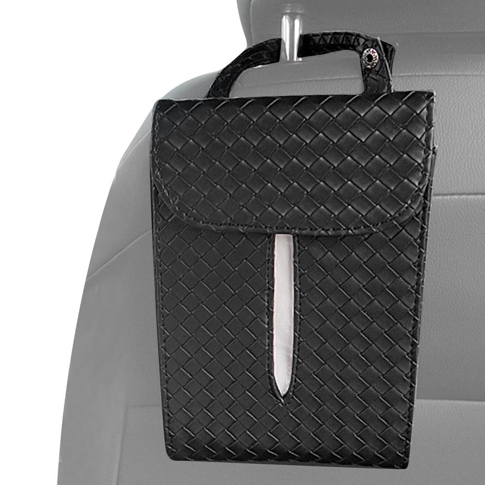 

Коробка для салфеток для автомобиля, держатель для салфеток из искусственной кожи, коробка для салфеток со съемным ремешком, мягкая коробка для организации салфеток для каравана чёрный