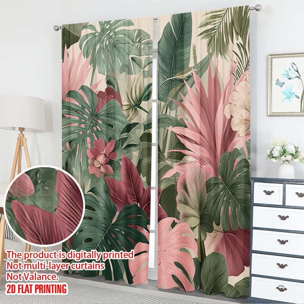 Tropical Leaf Curtains Boho Jungle Botanical Window Drapes Aesthetic Floral Print Large Monstera Leaf Curtains for Bedroom Livin