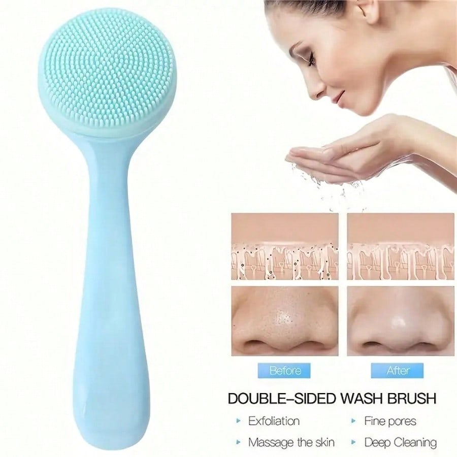1pc Facial Brush Silicone Facial Cleansing Brush Manual Skin Silicone Exfoliating Brush Handheld Face Scrubber Reusable Facial Cleansing Brush