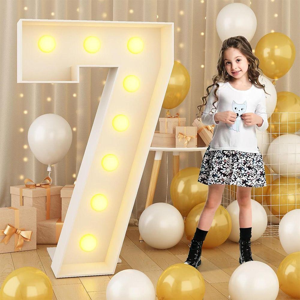 Light Up Balloons Giant Birthday Figure 0-9 Numbers Birthday Balloon Frame  Party Decoration