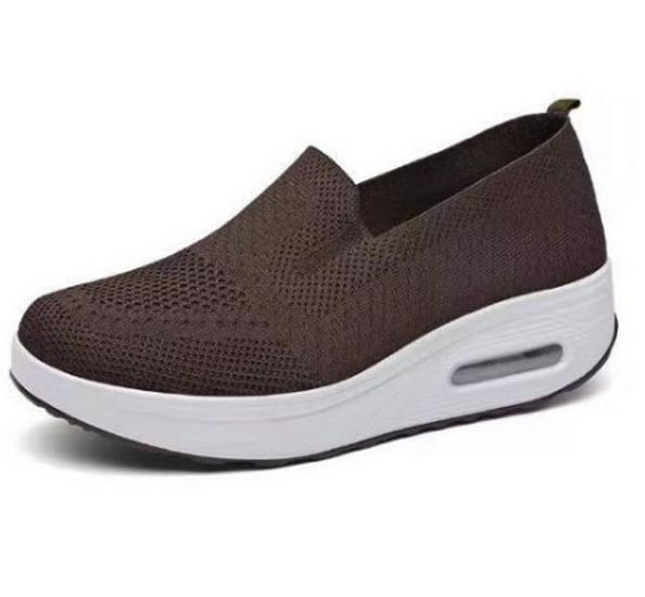 Women's Thick-Soled Air Cushion Dance Shoes - Soft, Comfortable Fly-Knit Rocker Design