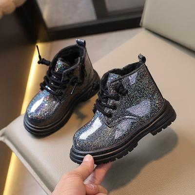 Kinderschuhe, Martin-Stiefel aus glänzendem Leder für Mädchen, koreanische Version, niedrig geschnitten, vielseitige kurze Stiefel