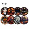 Stain Resistant Table Pads for Kitchen Halloween Wooden Coasters, Decorative Placemats Dining Table, Heat Mats Reusable Room with Pumpkin Ghost