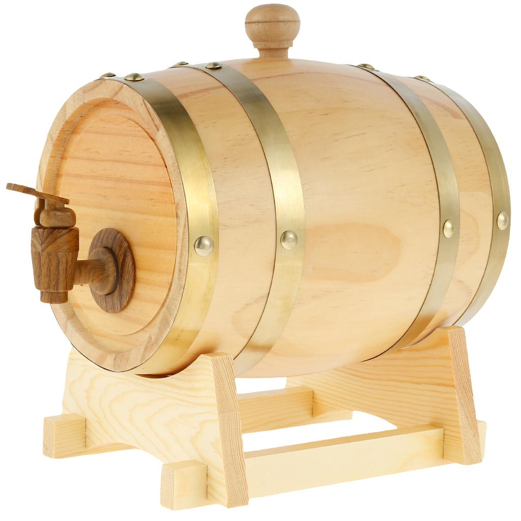 1.5L Wooden Wine Barrel Sealing Whiskey Barrel Dispenser Home Brewing Accessories Whiskey Storage Container Wine Bar Tools
