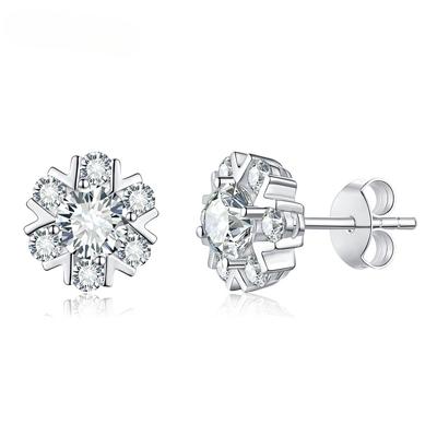 Snowflake 0.5 Carat 5MM D Color 925 Sterling Silver Moissanite Diamond Anniversary Wedding Stud Earrings for Woman