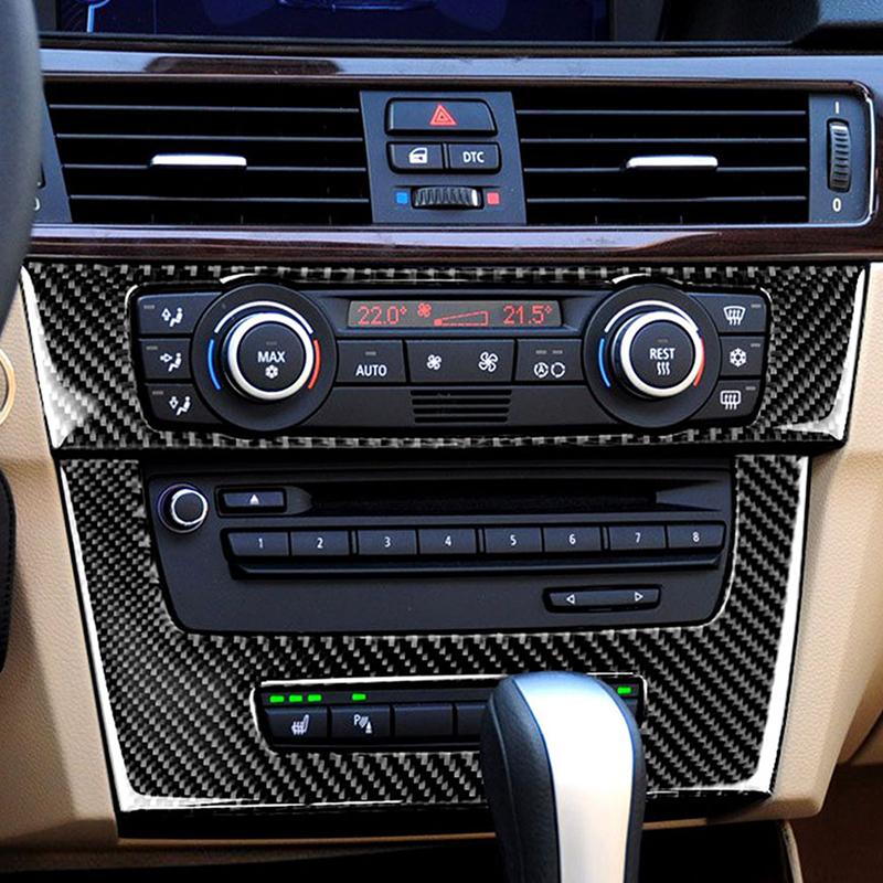 Carbon Fiber Car Center Console Gear Control Button Panel Frame Trim Stickers For BMW 3 Series E90 2005-2012 Accessories