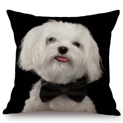 Black Background Dog Puppy Portrait Vizsla Husky Shepherd Shibu Cute Sofa Pillow Case Home Decorative Cotton Linen Cushion Cover