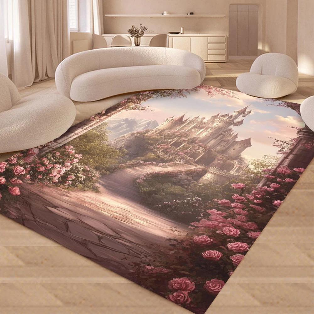 

Dream Castle Garden Carpet Rug for Home Living Room Bedroom Sofa Doormat Decor,kids Game Area Rug Floor Mat Gift 60*90cm