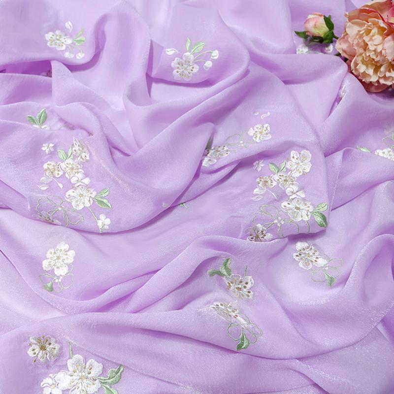 

Small Pear Flower Embroidery Green Blue Tulle Fabric Chinese Style Chiffon Fabric For Diy Sewing Dress Hanfu Shirts Doll Cloth 100X150cm