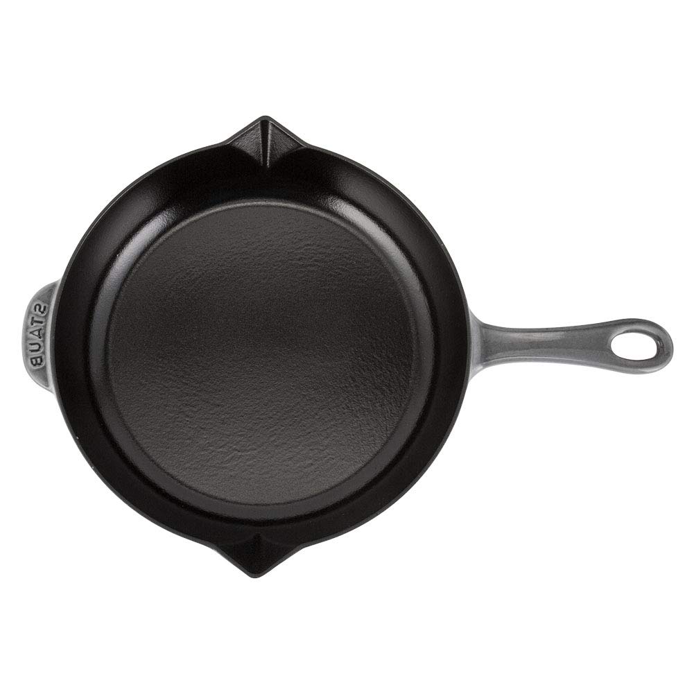 STAUB 26cm Enamel Frying Pan with Cast Iron Handle, Round, Graphite Gray, Induction Compatible, 1222618/40510-616-0
