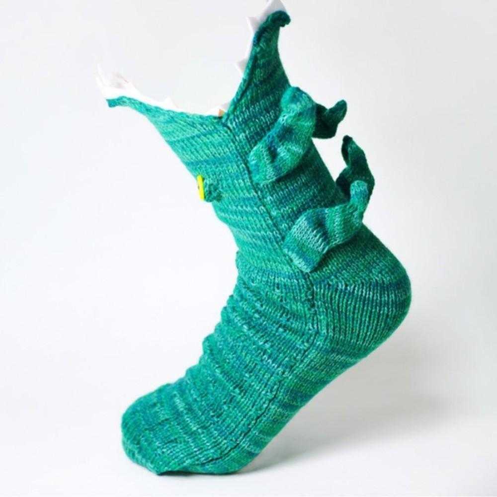 Breathable Crocheted Animal Socks Elastic 3D Floor Socks Shark Knitted Socks Female Male