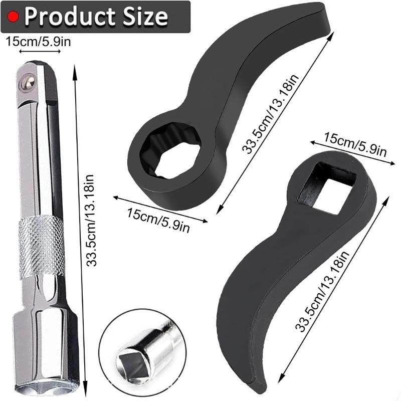 652F 3Piece Pry Bar Wrench Adapter Head Removal Tool  for Car Repair and Tight Spaces