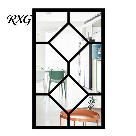 Boho Style Wall Mirror Stickers Arched Window Decor, Wooden Frame Acrylic Fake Mirror, Modern Art Self-Adhesive Windowpane Sticker for Living