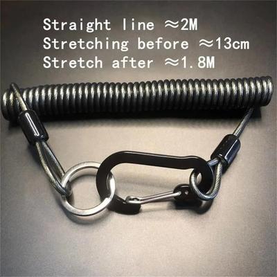 Cuerda Perdida 1.2m/2m Rollo Elástico Cuerda para Colgar Llaves Cuerda de Resorte de Cable de Acero Cuerda para Colgar Carrete de Pesca Cuerda para Colgar Pesca