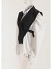 2025 Spring Korean Slim Puff Sleeve White Shirt & Waist Strap Vest Set