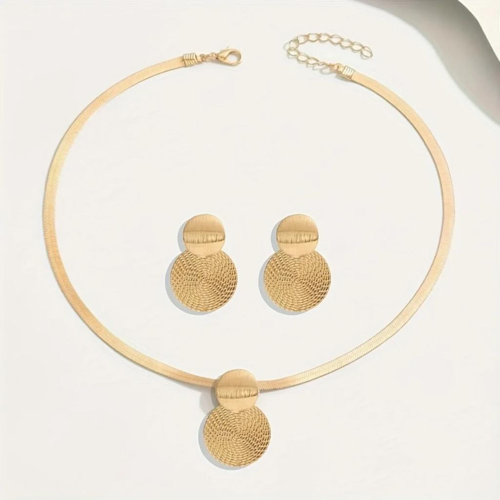 2-Piece Elegant Necklace & Stud Earrings Set for Women, New Arrival Luxury Jewelry, Stylish High-End Accessory & Perfect Gift