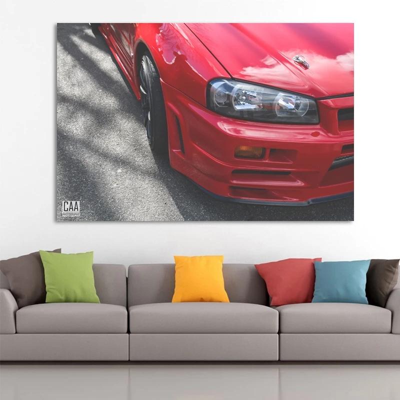 

Nissan Skyline R34 красный автомобиль суперкар плакаты с принтом на холсте настенное искусство для домашнего декора украшения для гостиной без рамки