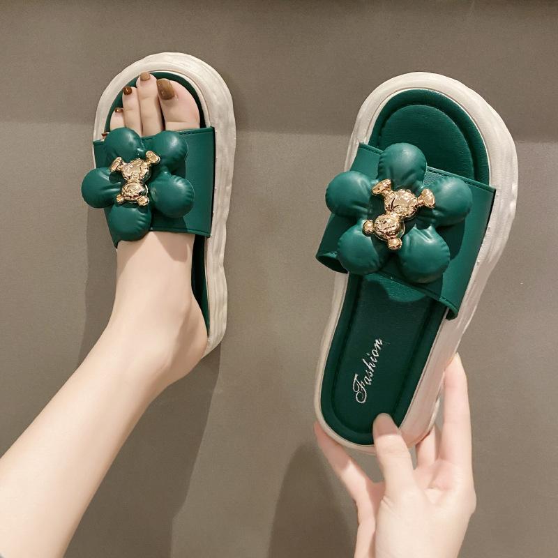 

New cool slippers for women s summer home wear, home indoor non-slip thick bottom soft bottom one-word drag for women 40-41