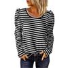 Women's Long Sleeve Lapel V Neck Striped Loose Tops Sweatshirt, Long Sleeve Color Block T-Shirt Casual Tops
