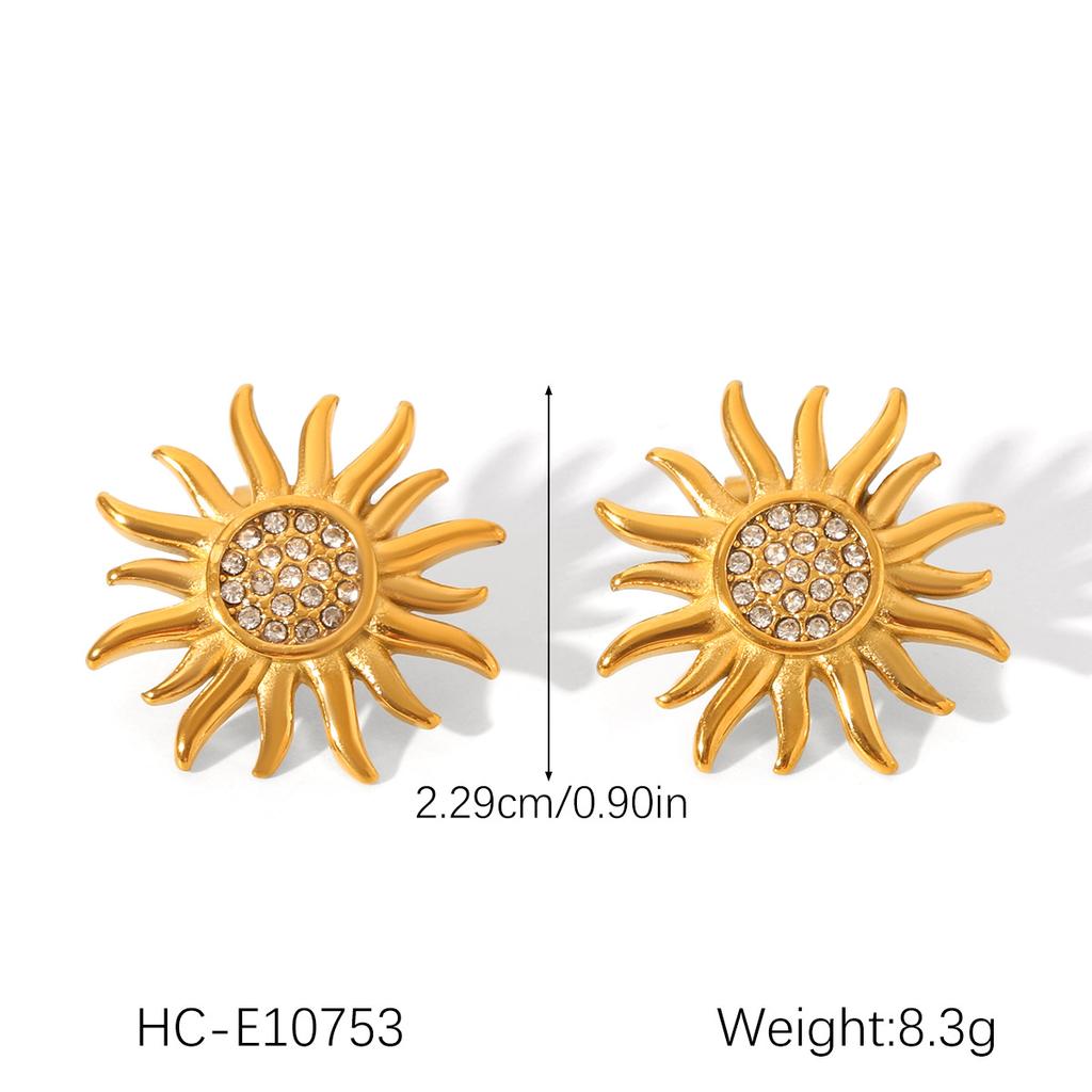 Stylish Titanium Steel Diamond Eight Point Star Necklace And Earrings Set For Women Fashion Jewelry