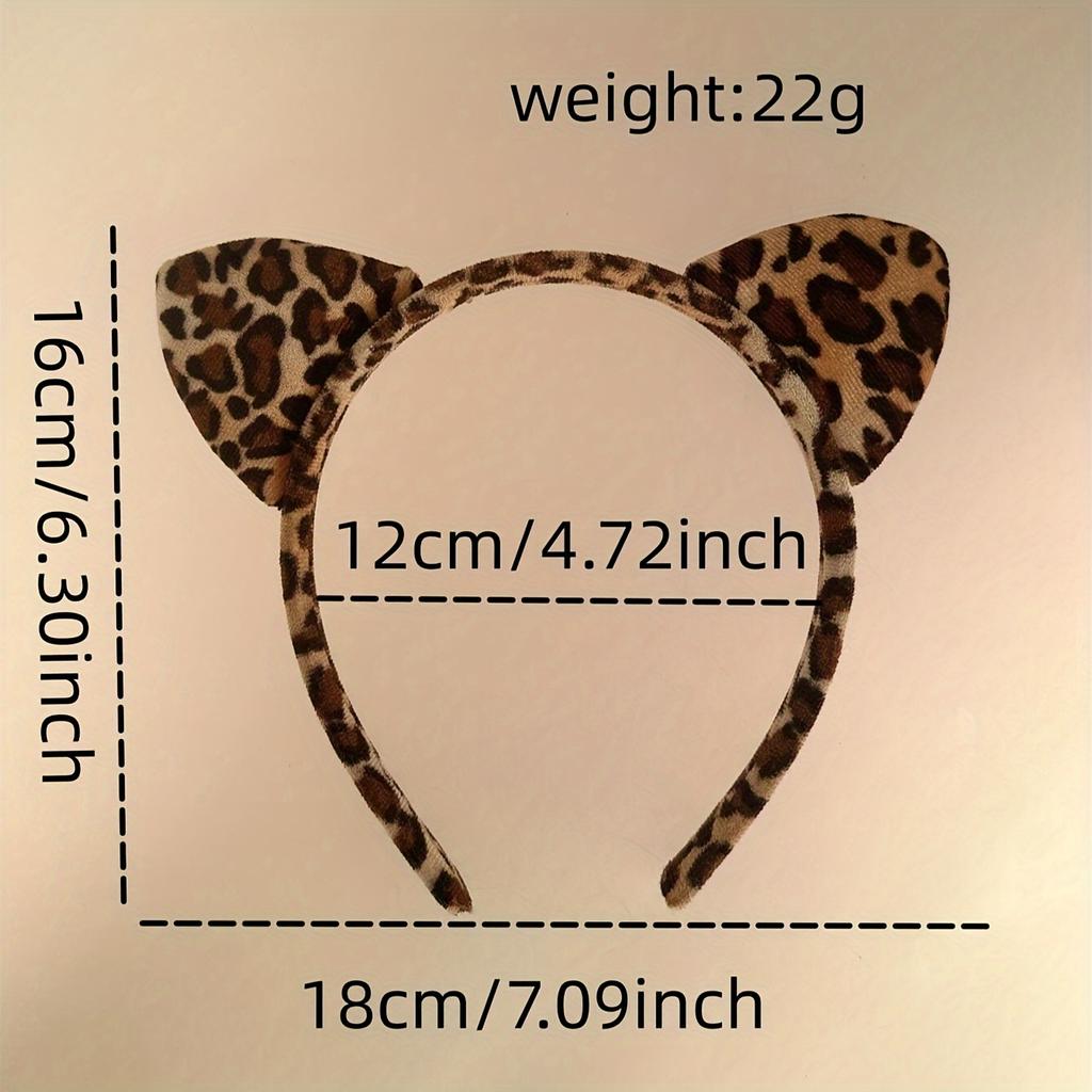 Chic Leopard Print Cat Ear Headband - Cute Vintage Style Fabric Hair Accessory For  Cosplay Or Women Perfect for Daily Wear